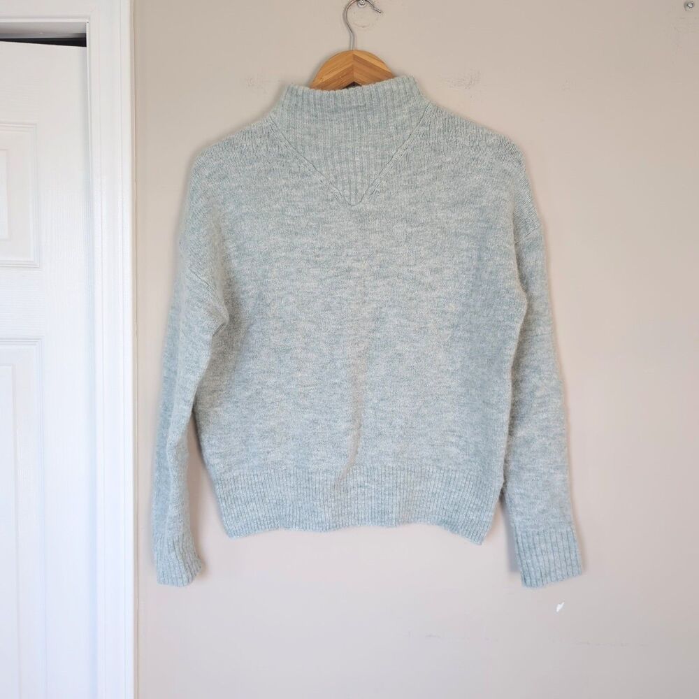 Madewell Dillon Mock Neck Sweater Blue Wool Alpaca Blend XS Old Money Preppy